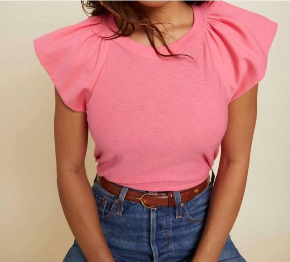 Nation LTD Lorna Ruffle Tank Top Cotton Pink XS